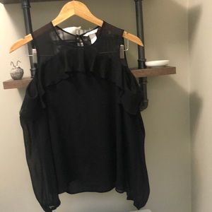 Woman’s H&M black open shoulder long sleeve black top